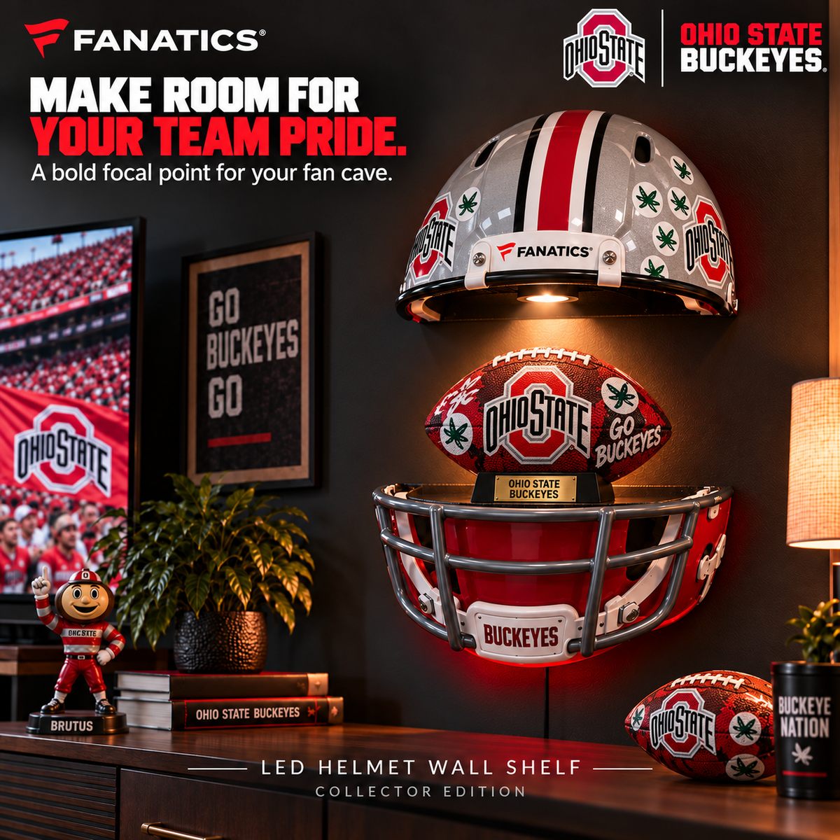 OSB Premium LED Helmet Wall Shelf NTNA