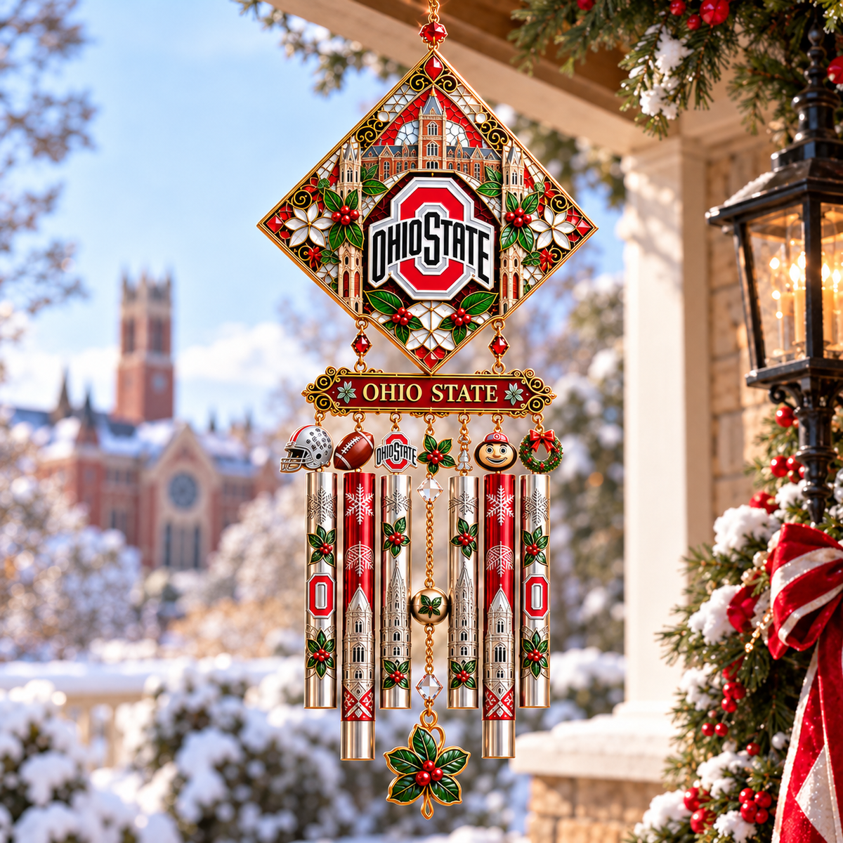 OSB Premium Christmas Stained Glass Wind Chime NTNA