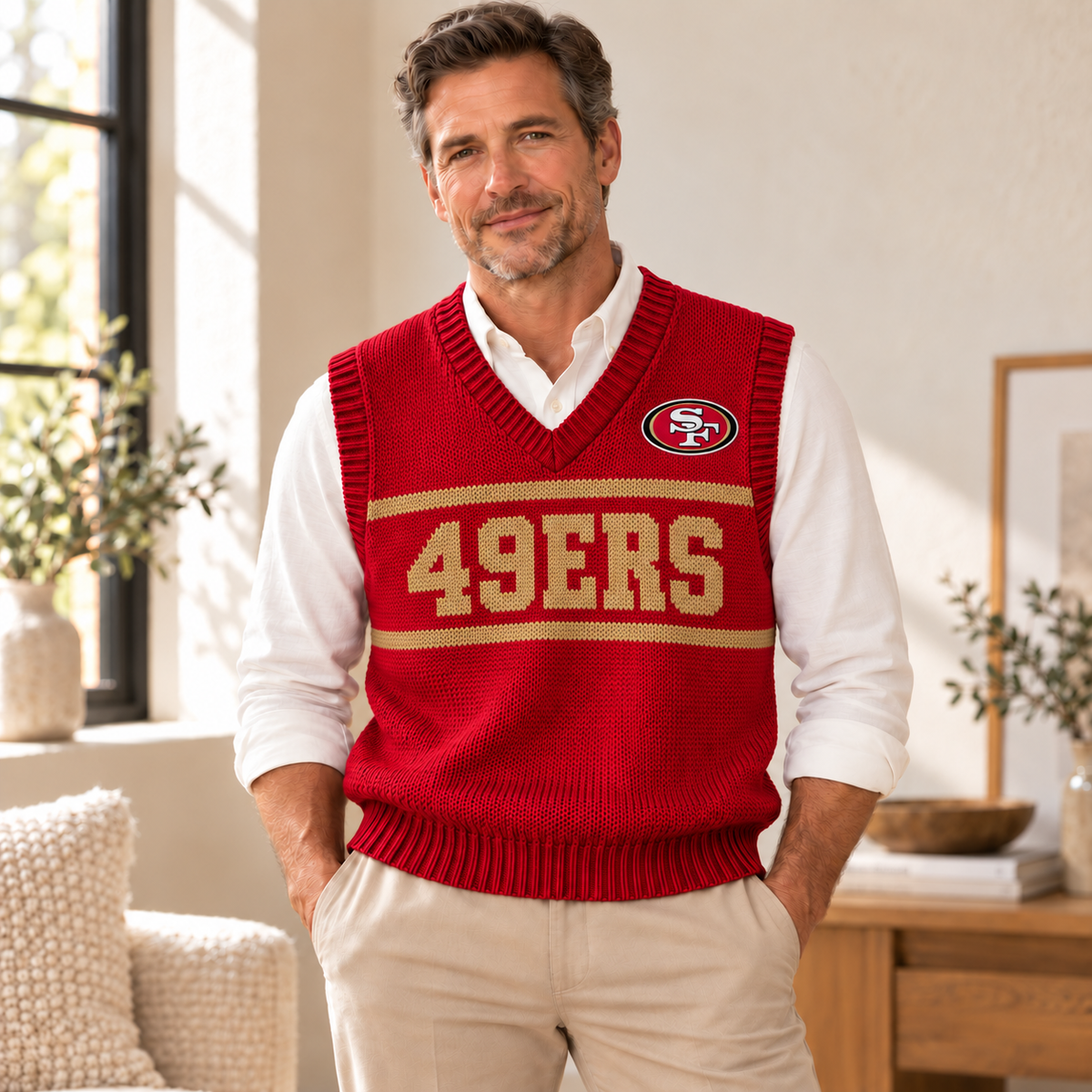 SF49 Premium V-Neck Knit Sweater Vest PNPA