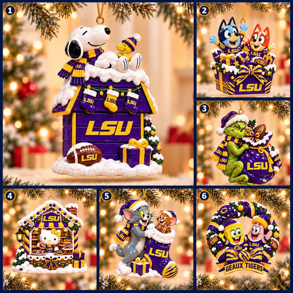 LSU Premium Christmas Tree Ornament TMH