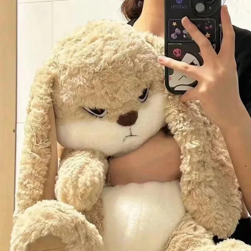 11.8 Inch Grumpy Diu Diu Bunny Plush | Fluffy Lazy Rabbit Stuffed Toy | Soft Hugging Pillow | Trendy Kawaii Gift for Teens/Women