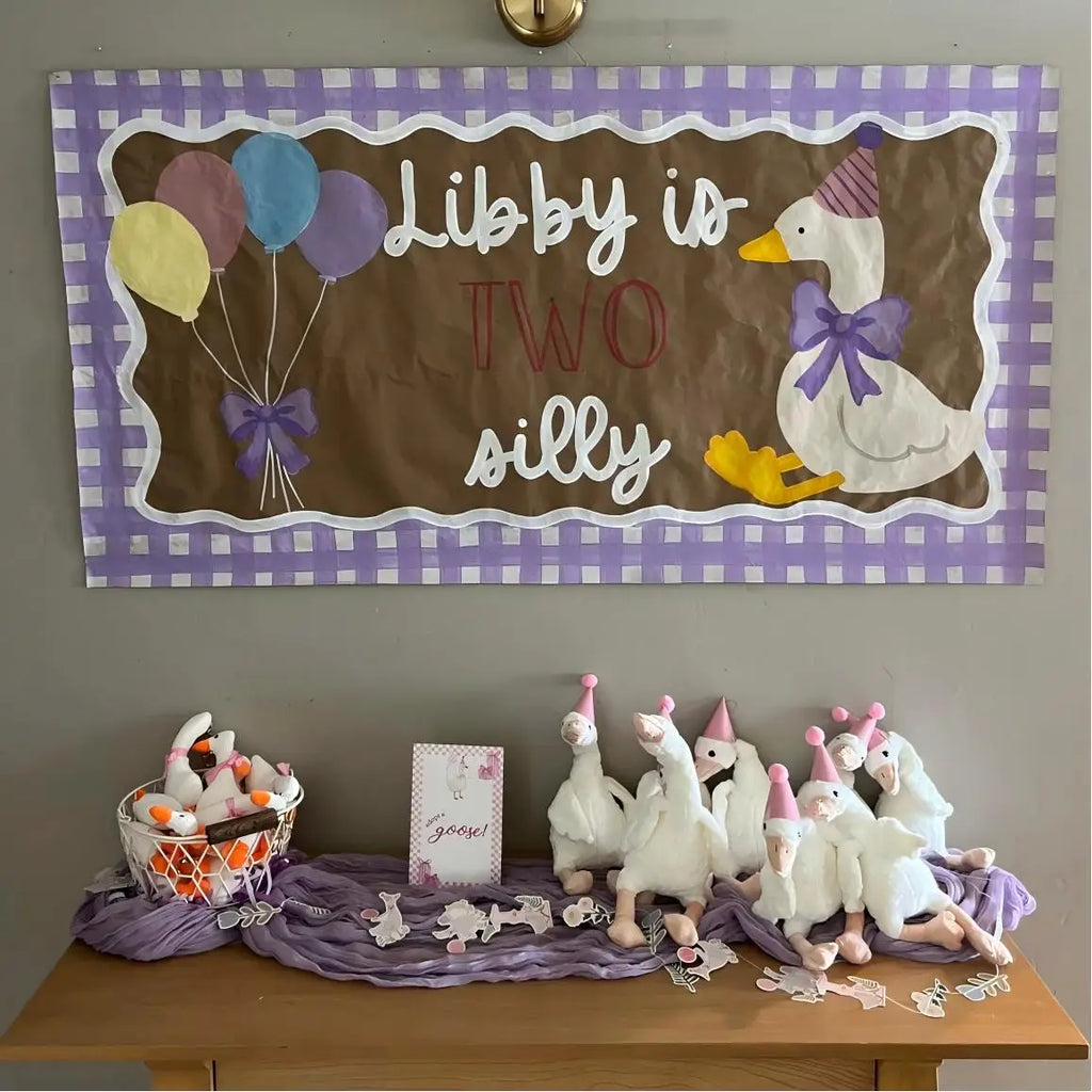 6/16PCS One Silly Goose Party Favors Stuffed Animal Plush Toy Baby Shower Birthday Party Gifts (Size:25CM)